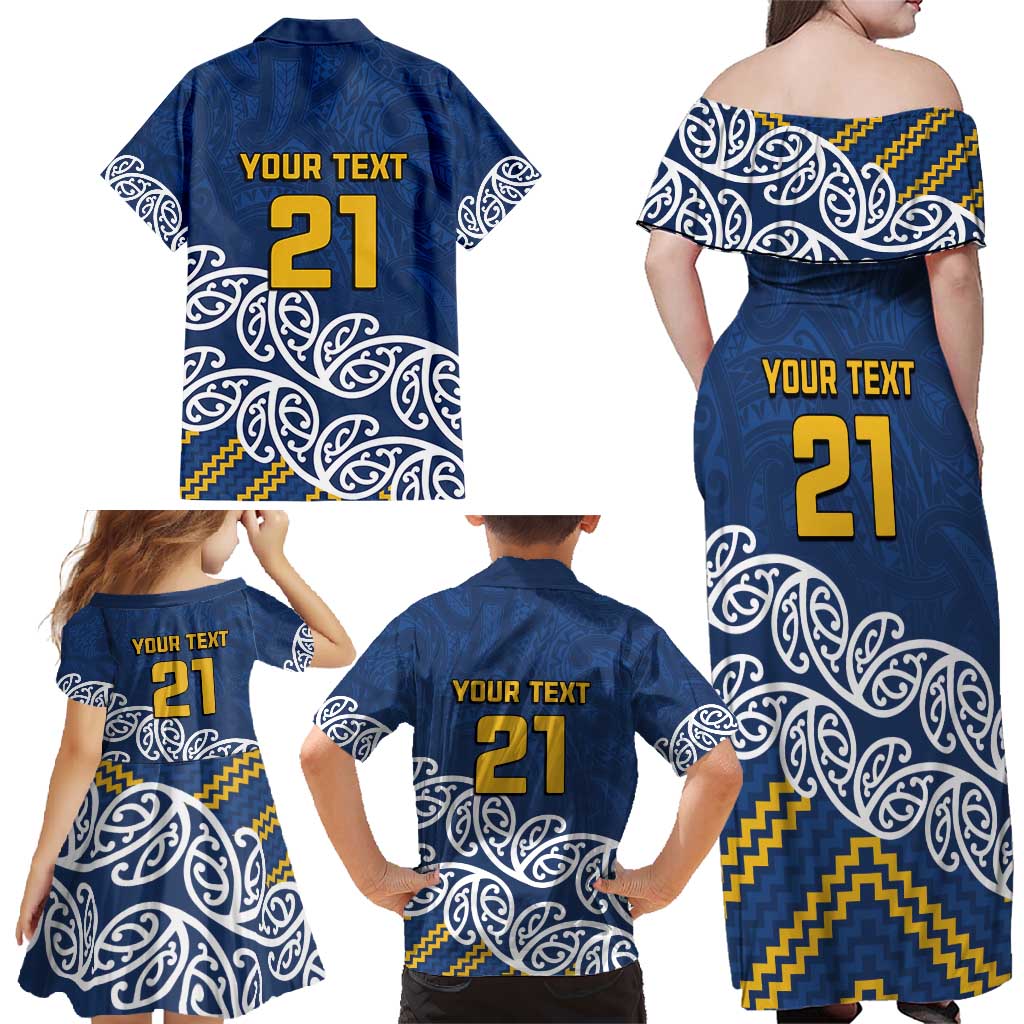 New Zealand Rugby Pacific Custom Family Matching Off Shoulder Maxi Dress and Hawaiian Shirt Kahupeka Maori Kowhaiwhai Pattern LT9 - Polynesian Pride