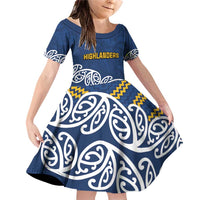 New Zealand Rugby Pacific Custom Family Matching Off Shoulder Short Dress and Hawaiian Shirt Kahupeka Maori Kowhaiwhai Pattern