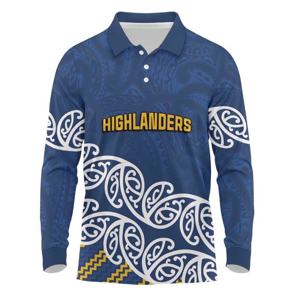 New Zealand Rugby Pacific Custom Long Sleeve Polo Shirt Kahupeka Maori Kowhaiwhai Pattern