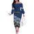 New Zealand Rugby Pacific Custom Off The Shoulder Long Sleeve Dress Kahupeka Maori Kowhaiwhai Pattern