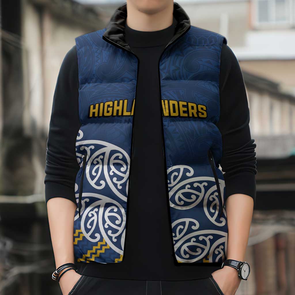 New Zealand Rugby Pacific Custom Sleeveless Puffer Jacket Kahupeka Maori Kowhaiwhai Pattern - Polynesian Pride