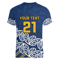 New Zealand Rugby Pacific Custom Women V-Neck T-Shirt Kahupeka Maori Kowhaiwhai Pattern