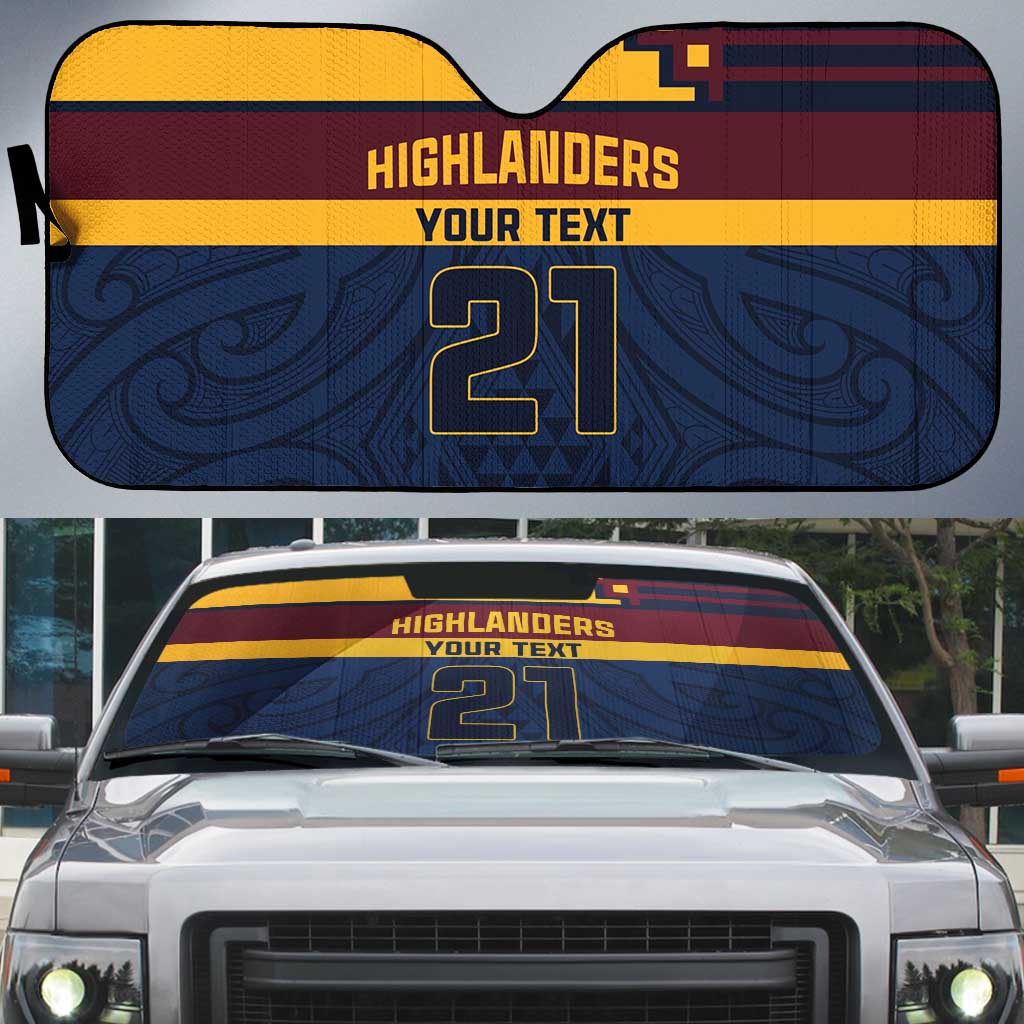 New Zealand Rugby Pacific Custom Auto Sun Shade Kahupeka Retro 2025 Taniko Motif - Polynesian Pride