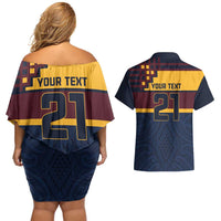 New Zealand Rugby Pacific Custom Couples Matching Off Shoulder Short Dress and Hawaiian Shirt Kahupeka Retro 2025 Taniko Motif LT9 - Polynesian Pride