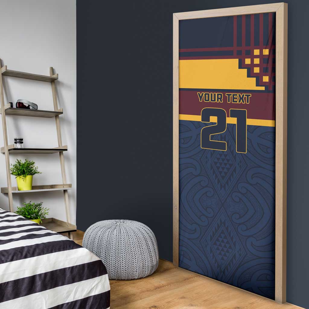 New Zealand Rugby Pacific Custom Door Cover Kahupeka Retro 2025 Taniko Motif - Polynesian Pride