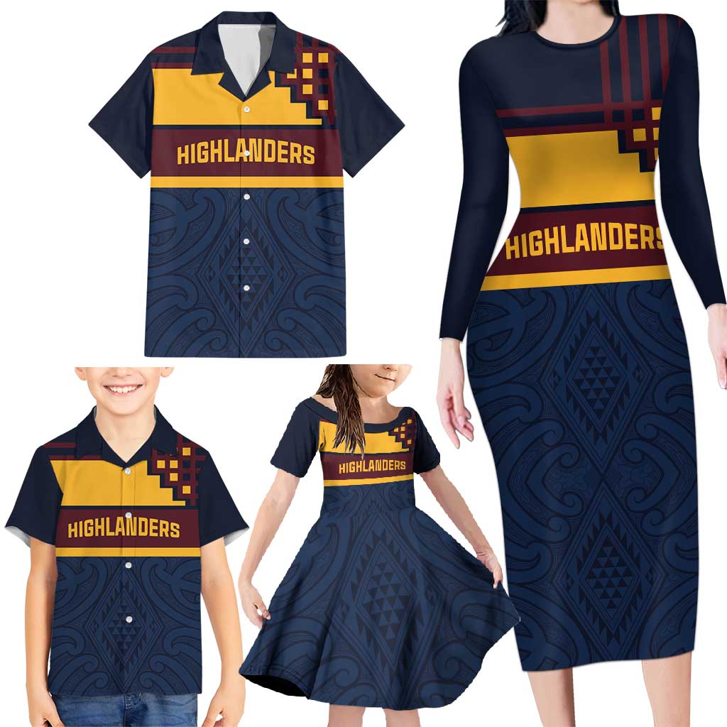 New Zealand Rugby Pacific Custom Family Matching Long Sleeve Bodycon Dress and Hawaiian Shirt Kahupeka Retro 2025 Taniko Motif