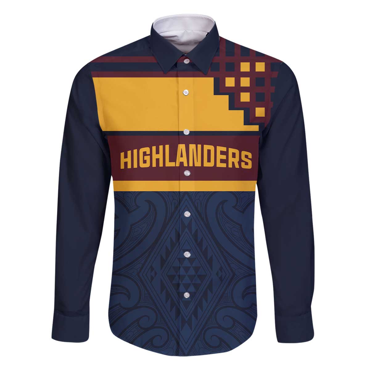 New Zealand Rugby Pacific Custom Family Matching Off The Shoulder Long Sleeve Dress and Hawaiian Shirt Kahupeka Retro 2025 Taniko Motif LT9 Dad's Shirt - Long Sleeve Blue - Polynesian Pride