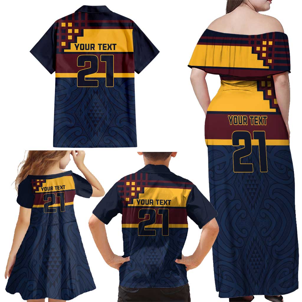 New Zealand Rugby Pacific Custom Family Matching Off Shoulder Maxi Dress and Hawaiian Shirt Kahupeka Retro 2025 Taniko Motif