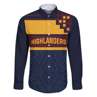 New Zealand Rugby Pacific Custom Family Matching Puletasi and Hawaiian Shirt Kahupeka Retro 2025 Taniko Motif LT9 Dad's Shirt - Long Sleeve Blue - Polynesian Pride