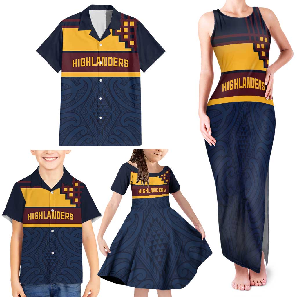 New Zealand Rugby Pacific Custom Family Matching Tank Maxi Dress and Hawaiian Shirt Kahupeka Retro 2025 Taniko Motif