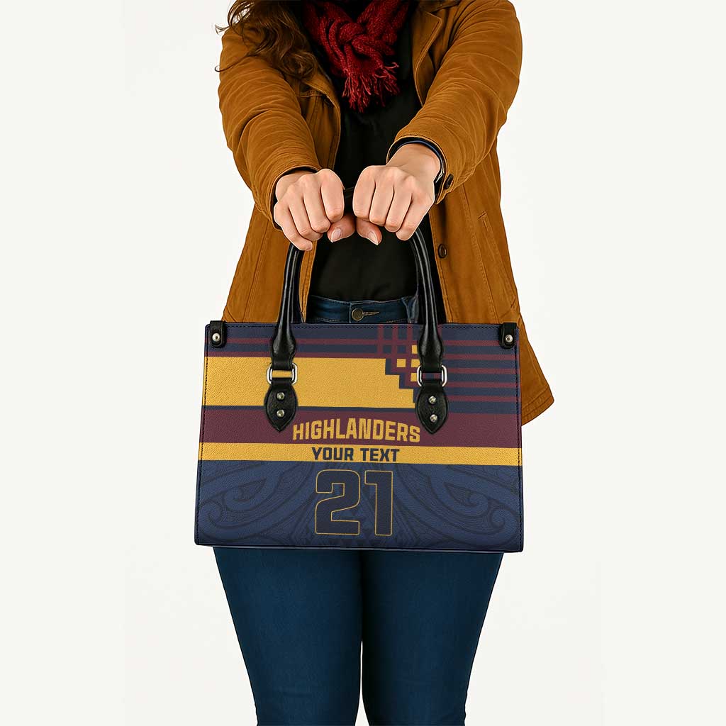 New Zealand Rugby Pacific Custom Leather Bag Kahupeka Retro 2025 Taniko Motif - Polynesian Pride