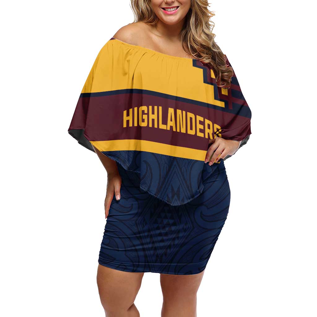 New Zealand Rugby Pacific Custom Off Shoulder Short Dress Kahupeka Retro 2025 Taniko Motif