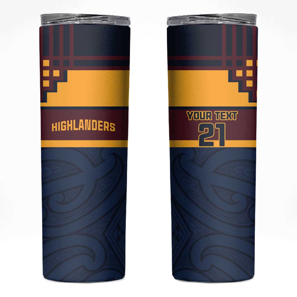 New Zealand Rugby Pacific Custom Skinny Tumbler Kahupeka Retro 2025 Taniko Motif LT9 Blue - Polynesian Pride