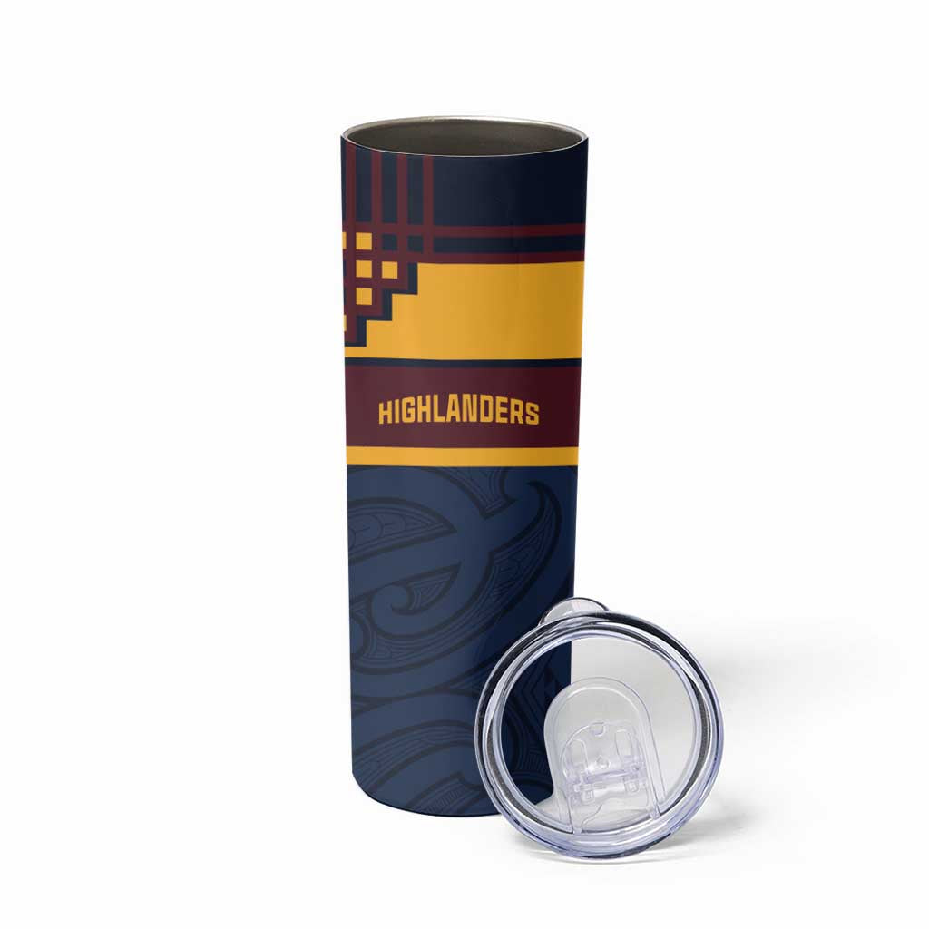 New Zealand Rugby Pacific Custom Skinny Tumbler Kahupeka Retro 2025 Taniko Motif LT9 - Polynesian Pride