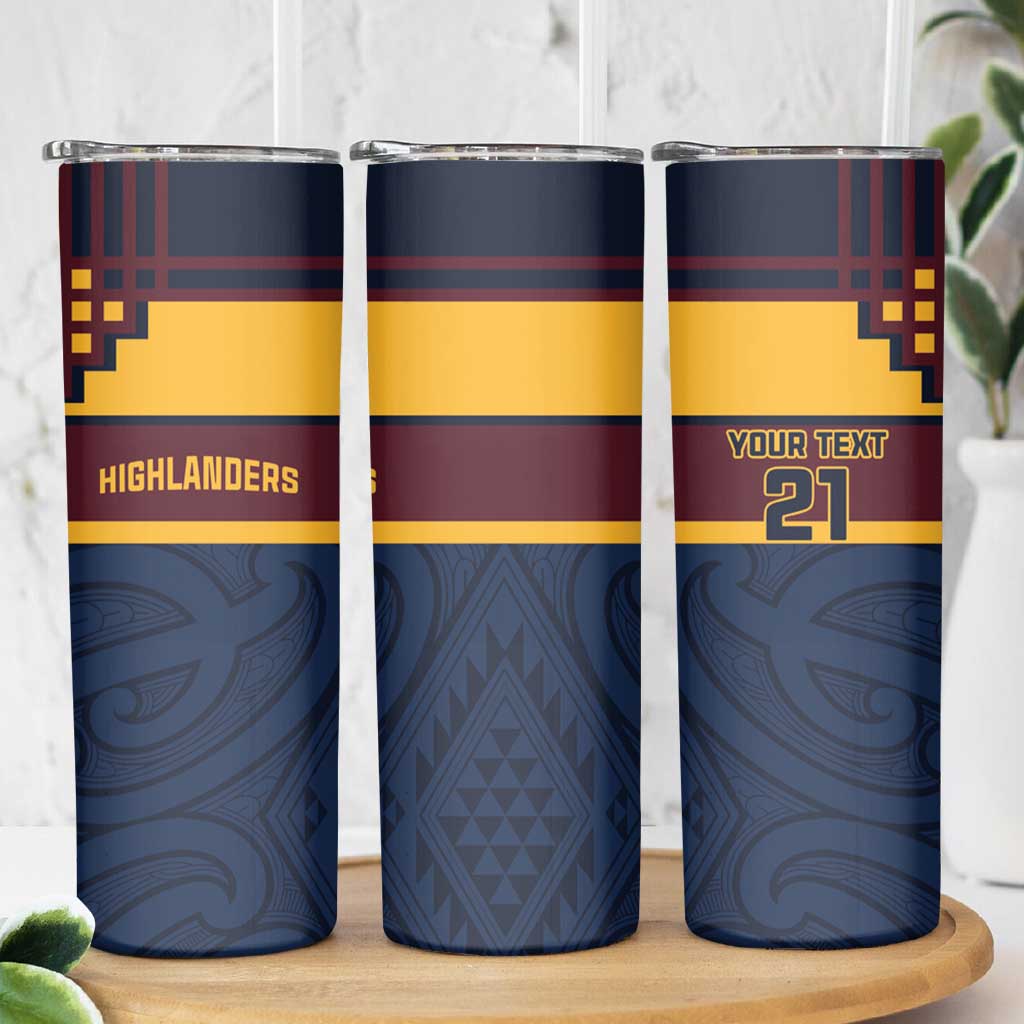New Zealand Rugby Pacific Custom Skinny Tumbler Kahupeka Retro 2025 Taniko Motif LT9 - Polynesian Pride