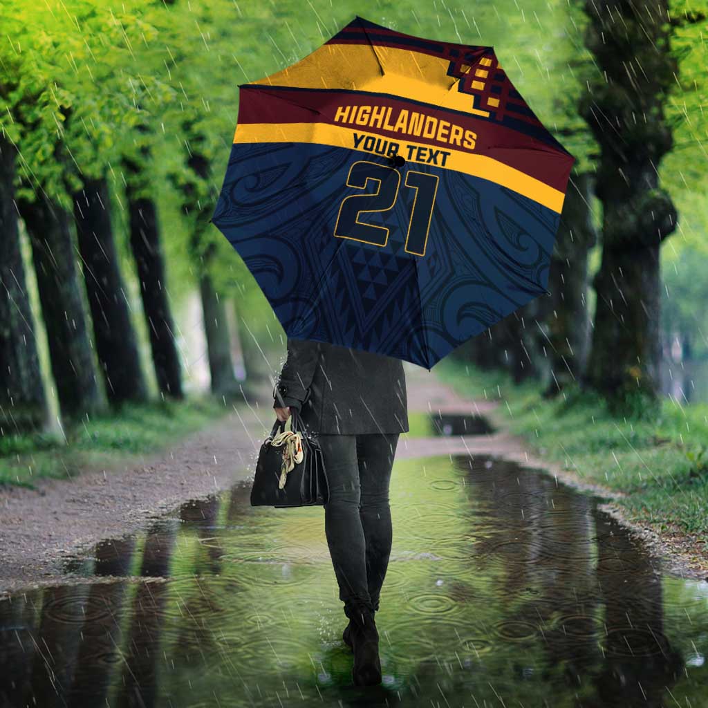New Zealand Rugby Pacific Custom Umbrella Kahupeka Retro 2025 Taniko Motif - Polynesian Pride