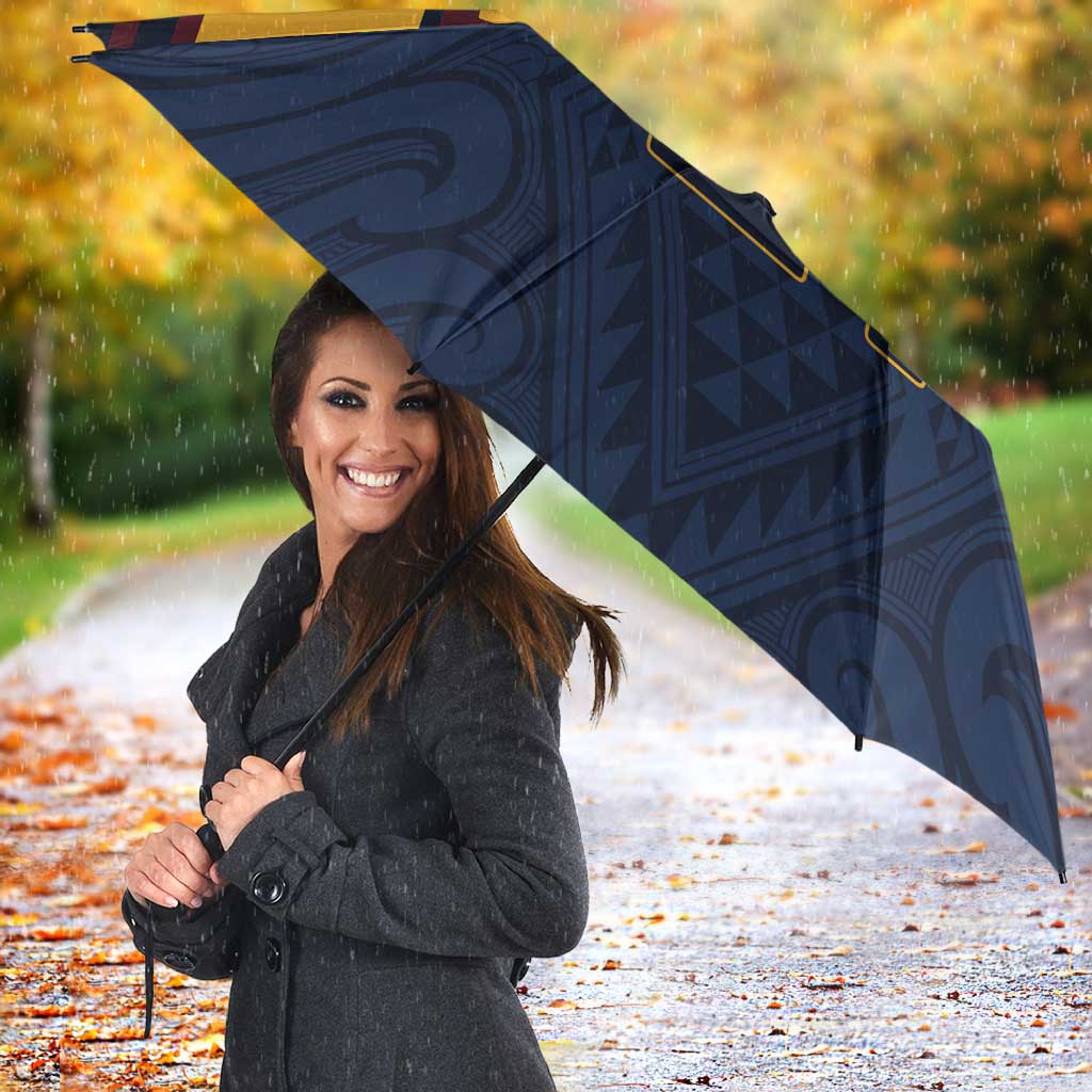 New Zealand Rugby Pacific Custom Umbrella Kahupeka Retro 2025 Taniko Motif - Polynesian Pride