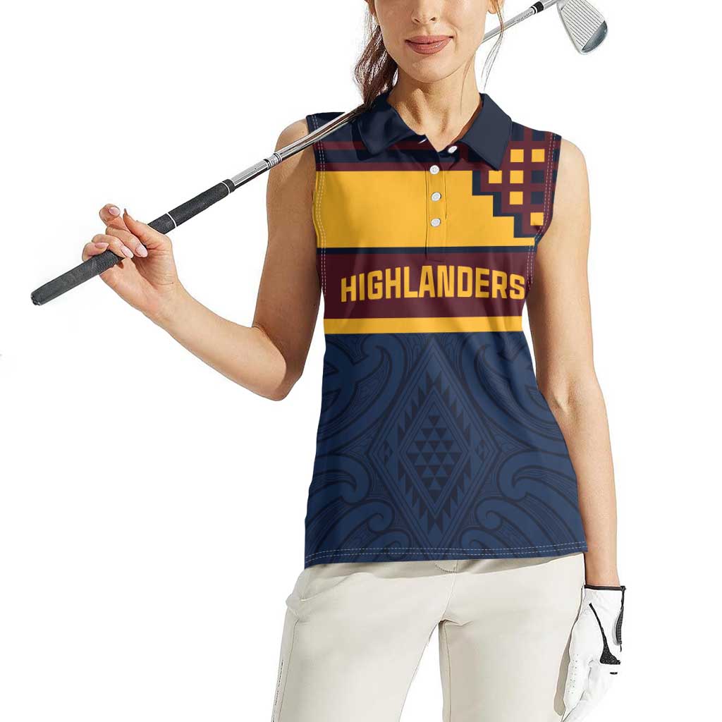 New Zealand Rugby Pacific Custom Women Sleeveless Polo Shirt Kahupeka Retro 2025 Taniko Motif