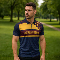 New Zealand Rugby Pacific Custom Zipper Polo Shirt Kahupeka Retro 2025 Taniko Motif - Polynesian Pride