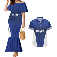 New Zealand Rugby Pacific Custom Couples Matching Mermaid Dress and Hawaiian Shirt Kahurangi Auckland All Blue LT9 Blue - Polynesian Pride