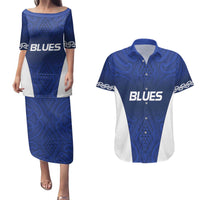 New Zealand Rugby Pacific Custom Couples Matching Puletasi and Hawaiian Shirt Kahurangi Auckland All Blue LT9 Blue - Polynesian Pride