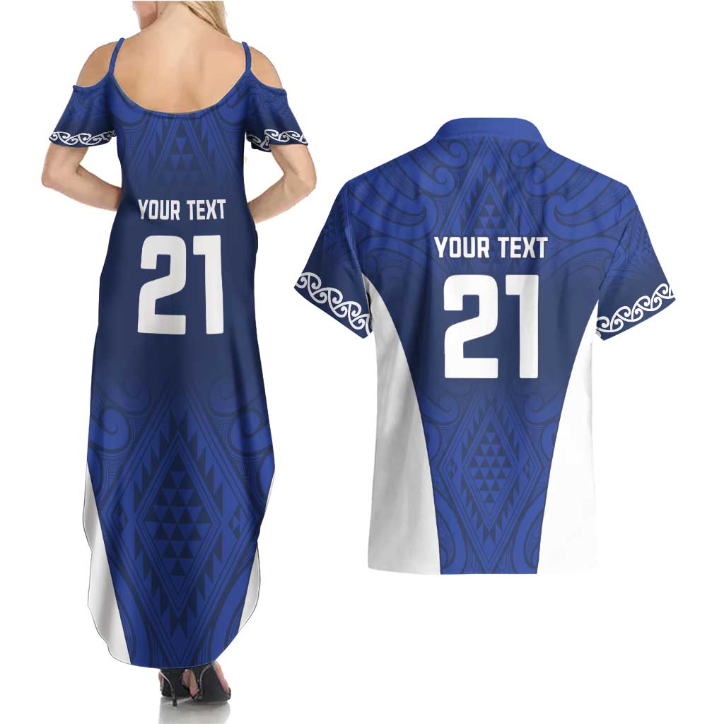 New Zealand Rugby Pacific Custom Couples Matching Summer Maxi Dress and Hawaiian Shirt Kahurangi Auckland All Blue LT9 - Polynesian Pride