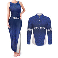 New Zealand Rugby Pacific Custom Couples Matching Tank Maxi Dress and Long Sleeve Button Shirt Kahurangi Auckland All Blue LT9 Blue - Polynesian Pride