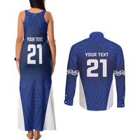 New Zealand Rugby Pacific Custom Couples Matching Tank Maxi Dress and Long Sleeve Button Shirt Kahurangi Auckland All Blue LT9 - Polynesian Pride