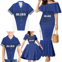 New Zealand Rugby Pacific Custom Family Matching Mermaid Dress and Hawaiian Shirt Kahurangi Auckland All Blue LT9 - Polynesian Pride