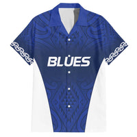 New Zealand Rugby Pacific Custom Family Matching Off The Shoulder Long Sleeve Dress and Hawaiian Shirt Kahurangi Auckland All Blue LT9 Dad's Shirt - Short Sleeve Blue - Polynesian Pride