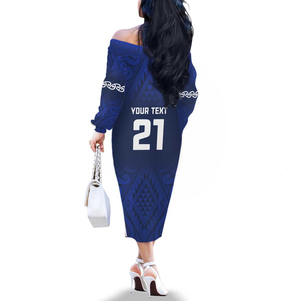 New Zealand Rugby Pacific Custom Family Matching Off The Shoulder Long Sleeve Dress and Hawaiian Shirt Kahurangi Auckland All Blue LT9 - Polynesian Pride