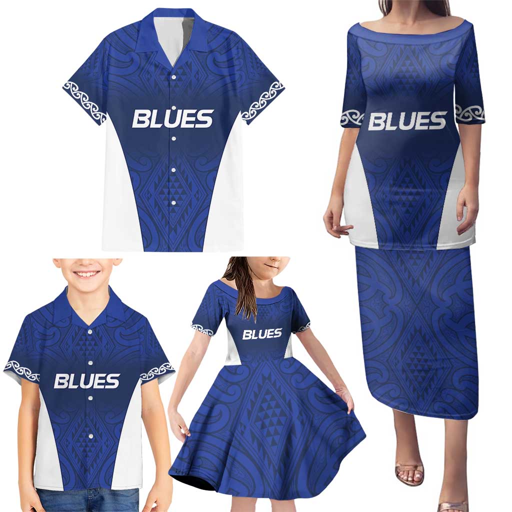 New Zealand Rugby Pacific Custom Family Matching Puletasi and Hawaiian Shirt Kahurangi Auckland All Blue LT9 - Polynesian Pride