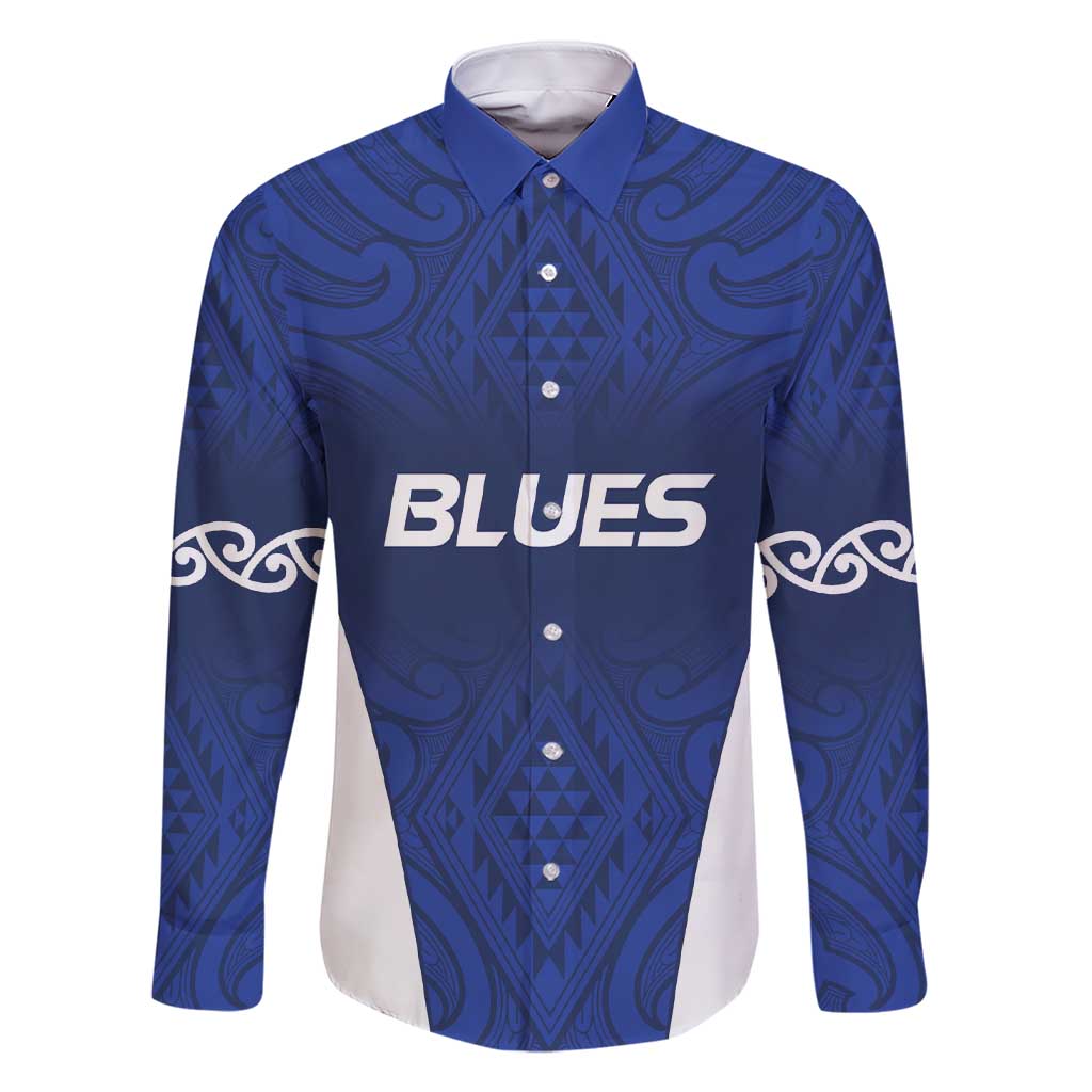 New Zealand Rugby Pacific Custom Family Matching Short Sleeve Bodycon Dress and Hawaiian Shirt Kahurangi Auckland All Blue LT9 Dad's Shirt - Long Sleeve Blue - Polynesian Pride