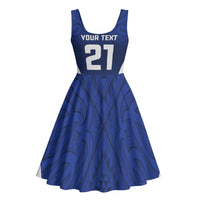 New Zealand Rugby Pacific Custom Midi Dress Kahurangi Auckland All Blue - Polynesian Pride