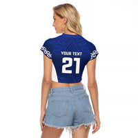 New Zealand Rugby Pacific Custom Raglan Cropped T Shirt Kahurangi Auckland All Blue LT9 - Polynesian Pride