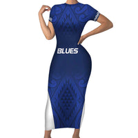 New Zealand Rugby Pacific Custom Short Sleeve Bodycon Dress Kahurangi Auckland All Blue