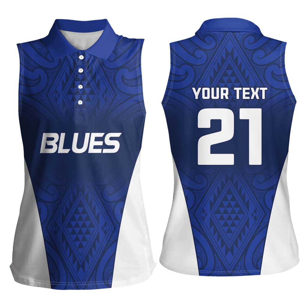 New Zealand Rugby Pacific Custom Women Sleeveless Polo Shirt Kahurangi Auckland All Blue