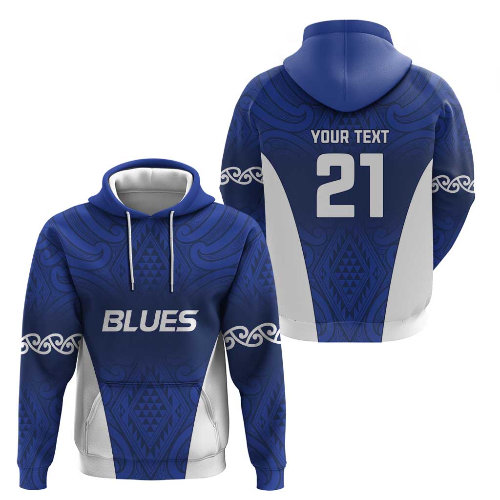 New Zealand Rugby Pacific Custom Zip Hoodie Kahurangi Auckland All Blue