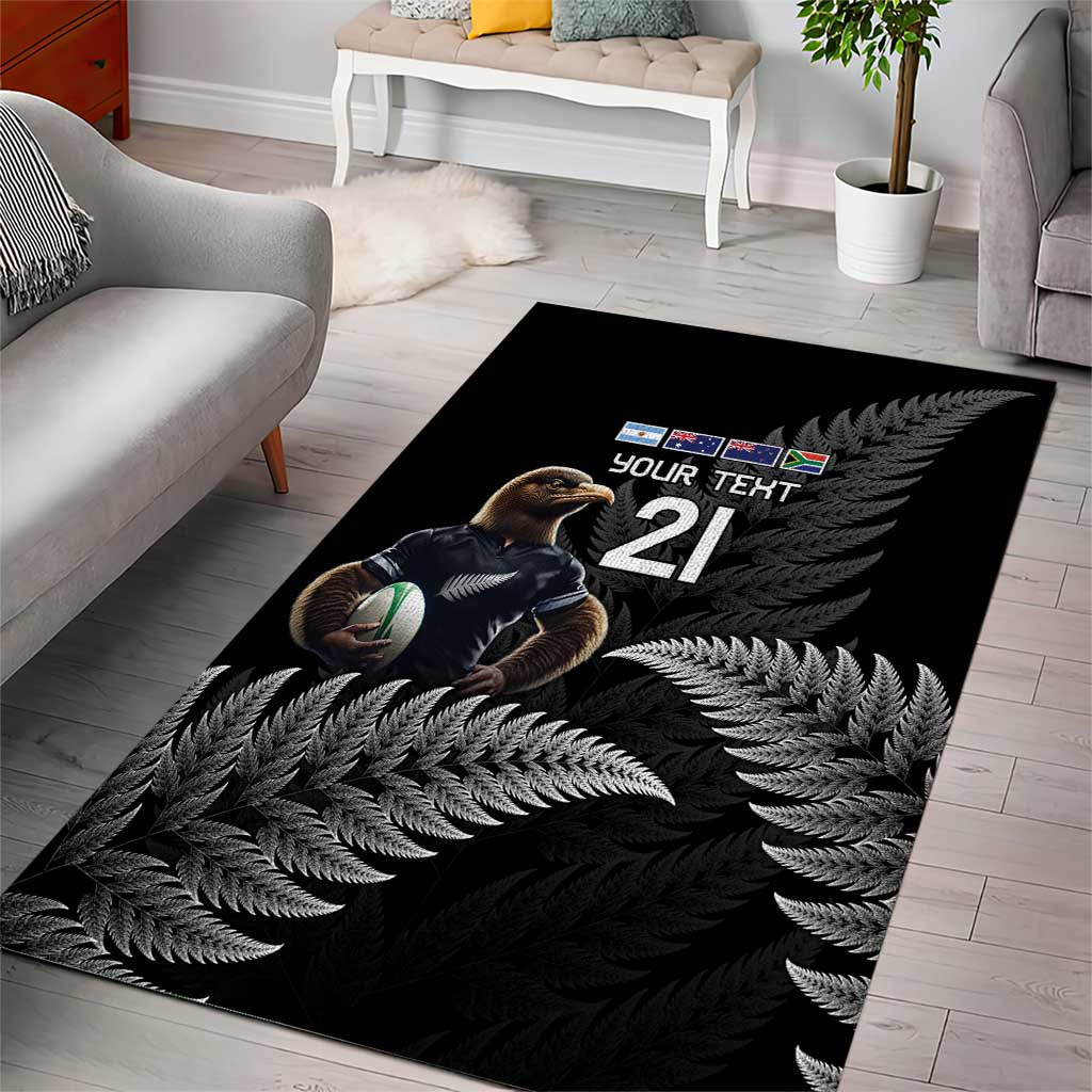 New Zealand Rugby Custom Area Rug Glory Be To Black Silver-fern - Polynesian Pride