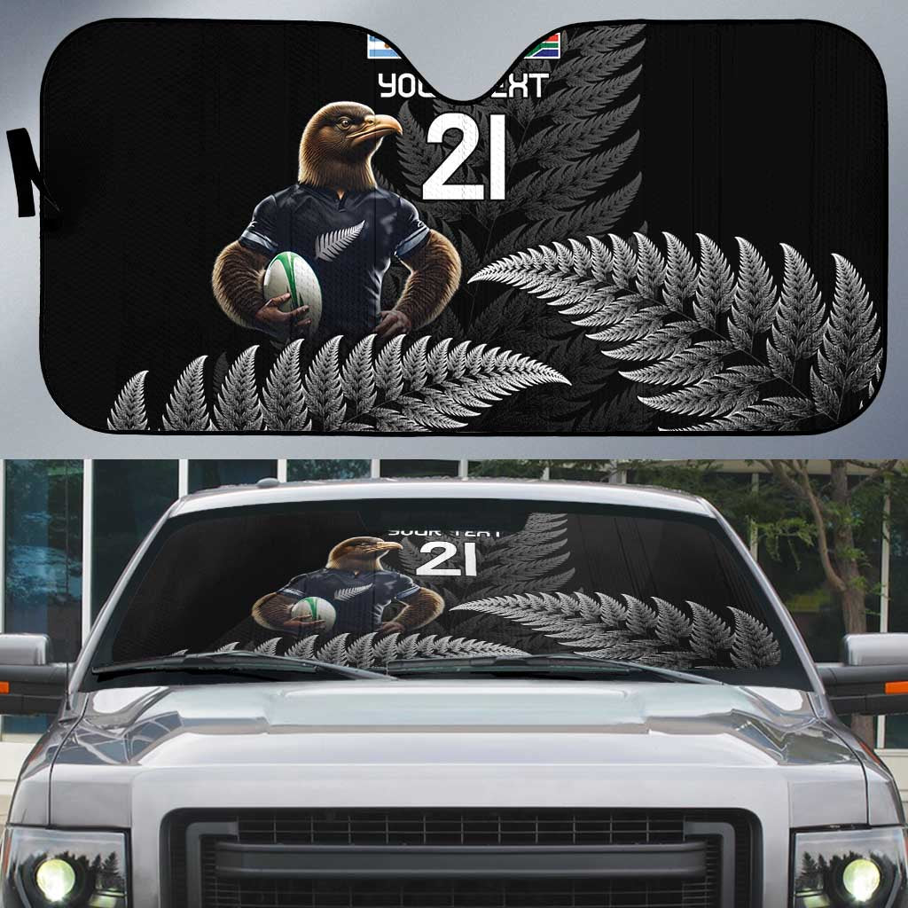 New Zealand Rugby Custom Auto Sun Shade Glory Be To Black Silver-fern - Polynesian Pride