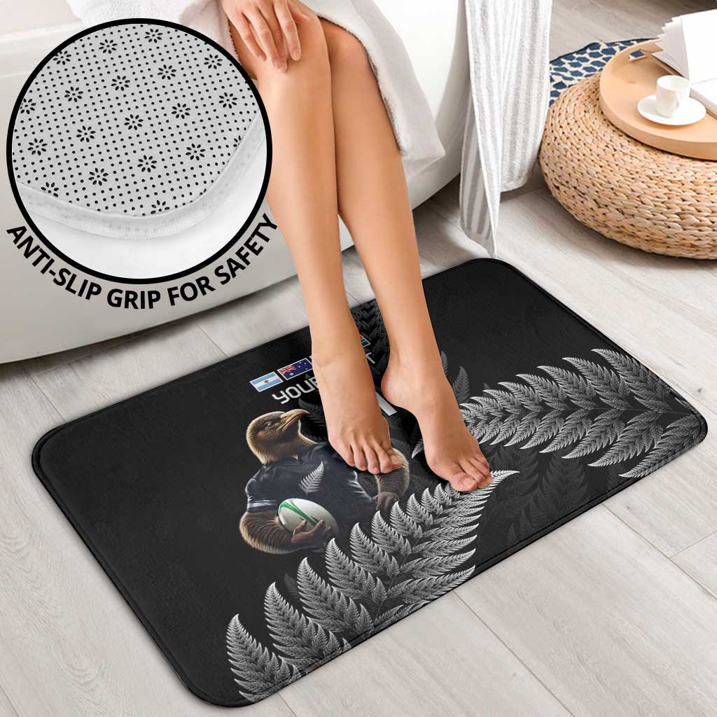 New Zealand Rugby Custom Bathroom Set Glory Be To Black Silver-fern - Polynesian Pride