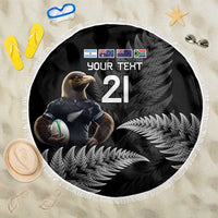 New Zealand Rugby Custom Beach Blanket Glory Be To Black Silver-fern - Polynesian Pride
