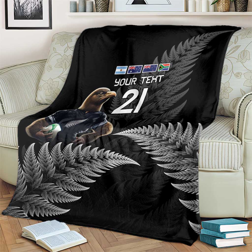 New Zealand Rugby Custom Blanket Glory Be To Black Silver-fern - Polynesian Pride