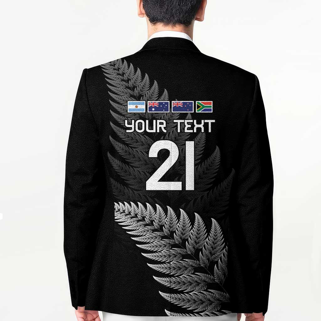 New Zealand Rugby Custom Blazer Glory Be To Black Silver-fern - Polynesian Pride