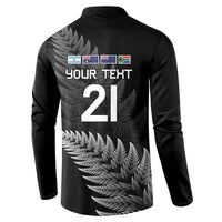 New Zealand Rugby Custom Button Sweatshirt Glory Be To Black Silver-fern - Polynesian Pride