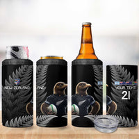 New Zealand Rugby Custom 4 in 1 Can Cooler Tumbler Glory Be To Black Silver-fern - Polynesian Pride