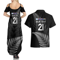 New Zealand Rugby Custom Couples Matching Summer Maxi Dress and Hawaiian Shirt Glory Be To Black Silver-fern - Polynesian Pride