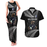 New Zealand Rugby Custom Couples Matching Tank Maxi Dress and Hawaiian Shirt Glory Be To Black Silver-fern - Polynesian Pride