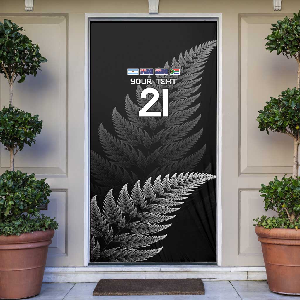 New Zealand Rugby Custom Door Cover Glory Be To Black Silver-fern - Polynesian Pride