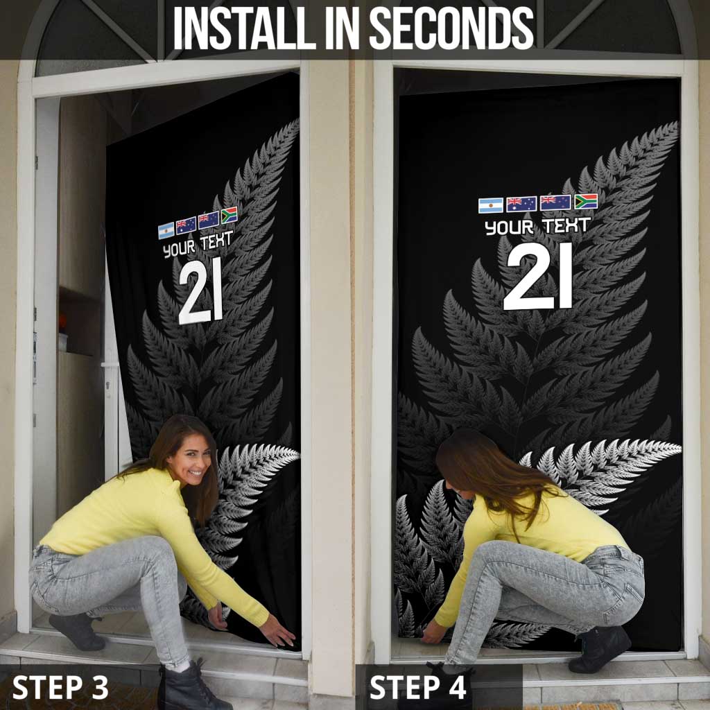 New Zealand Rugby Custom Door Cover Glory Be To Black Silver-fern - Polynesian Pride